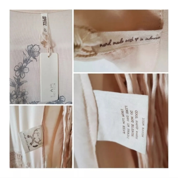 Vintage Spell Designs RARE Neutral Fringe Graphic Bohemian Kimono Coverup OS - Picture 8 of 9